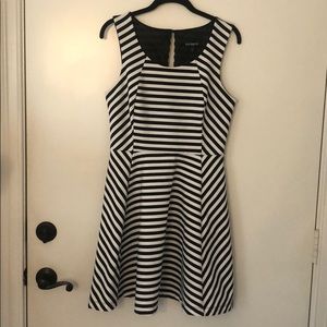 Express black/white stripe A line dress